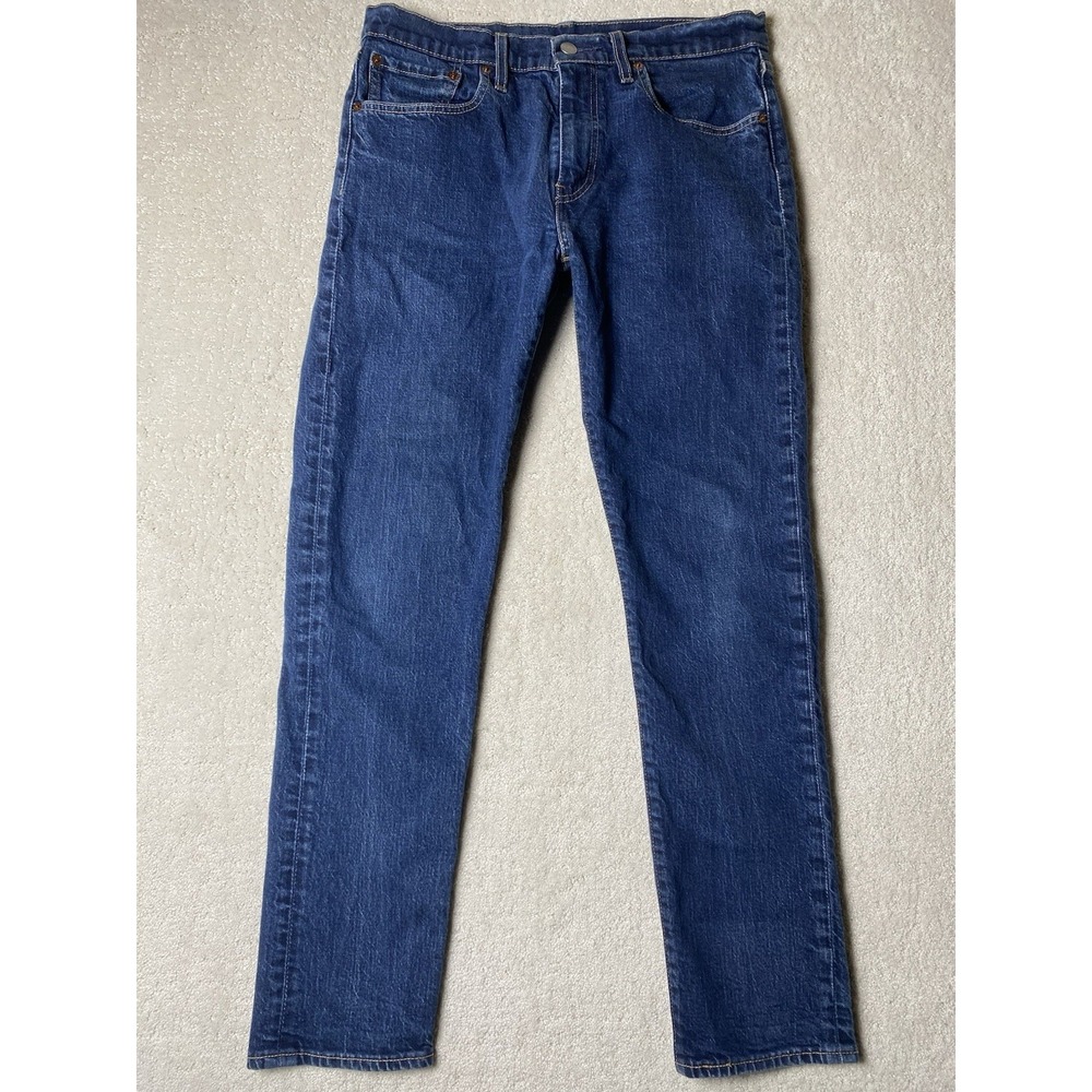 Levi's 502 Taper Fit Jeans Men's 31x32 Measured 31x30 Dark Wash Blue Denim